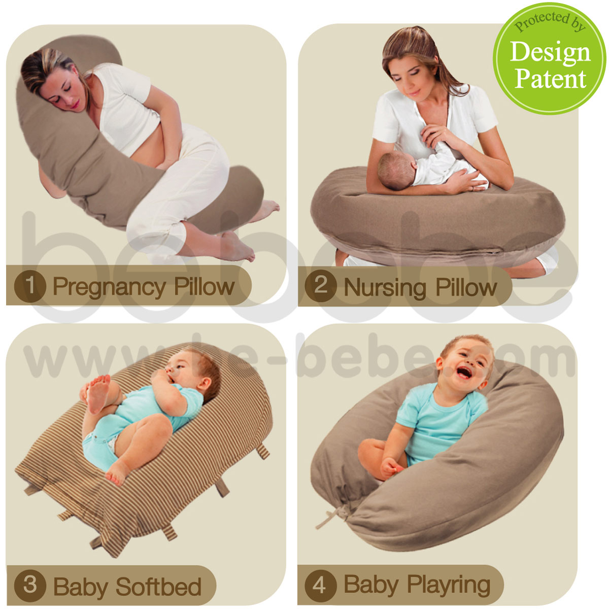 be bebe : 8 in 1 Maternity Pillow Plus (EPS Beads)/Brown