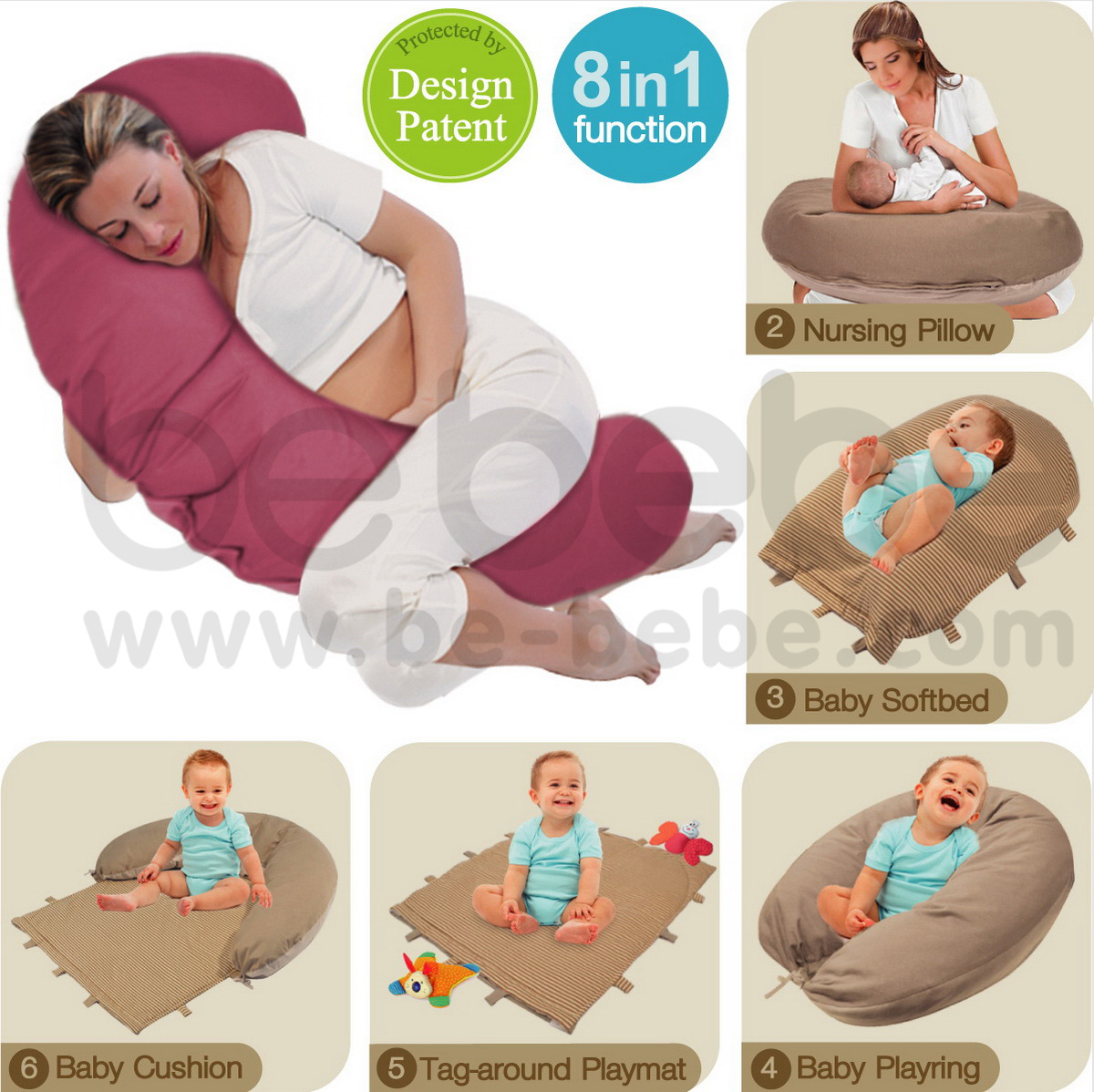 be bebe : 8 in 1 Maternity Pillow Plus (EPS Beads) /Pink