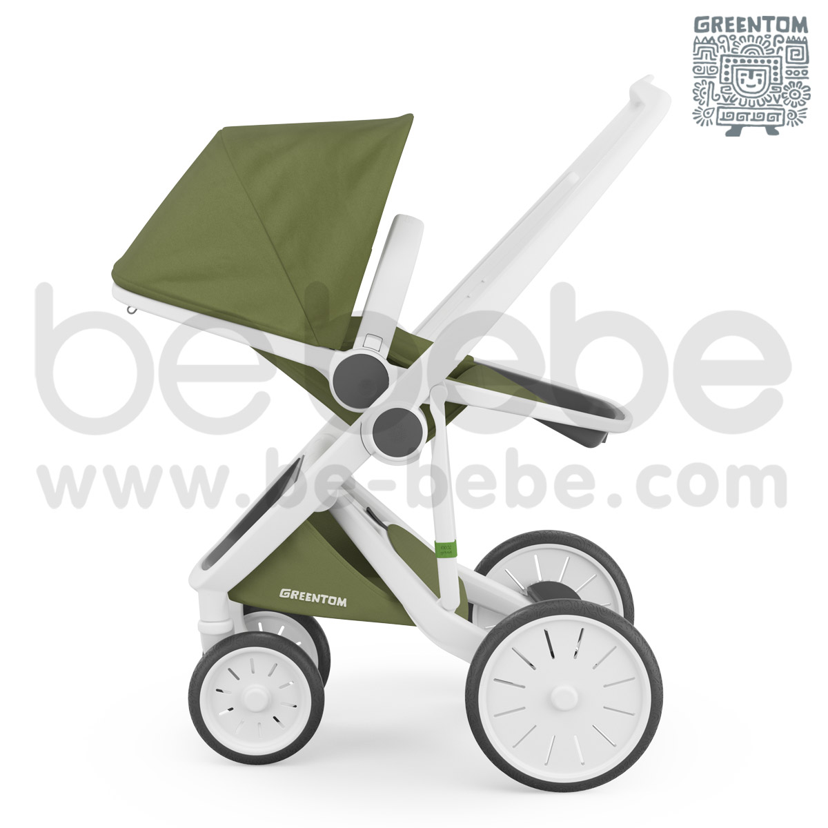 Greentom : Revesible White Frame Stroller - Olive 