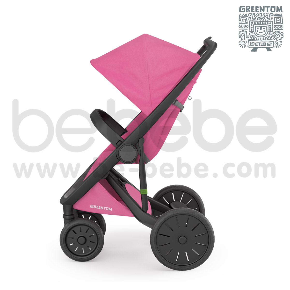 Greentom : Classic Black Frame Stroller - Pink
