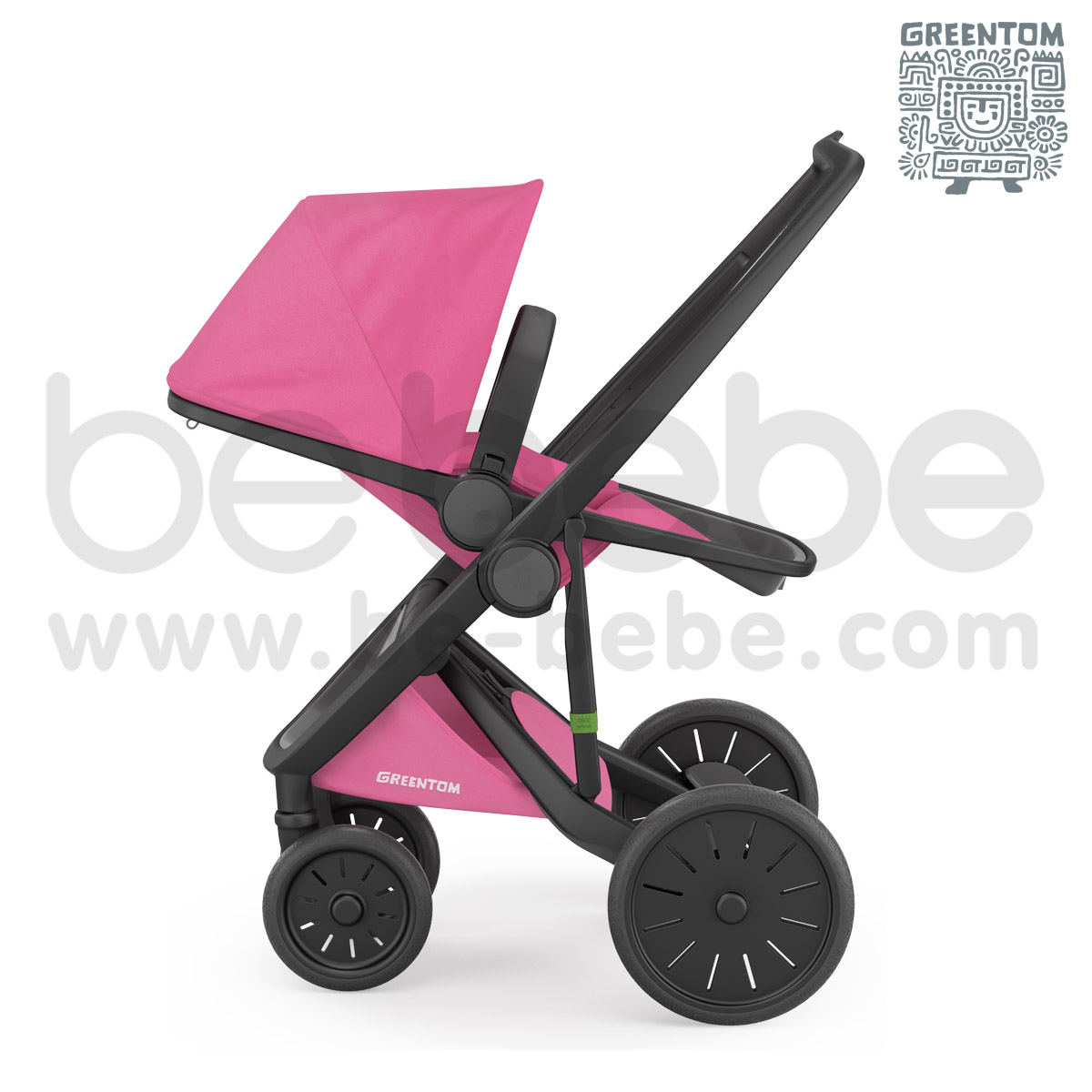 Greentom : Revesible Balck Frame Stroller - Pink 