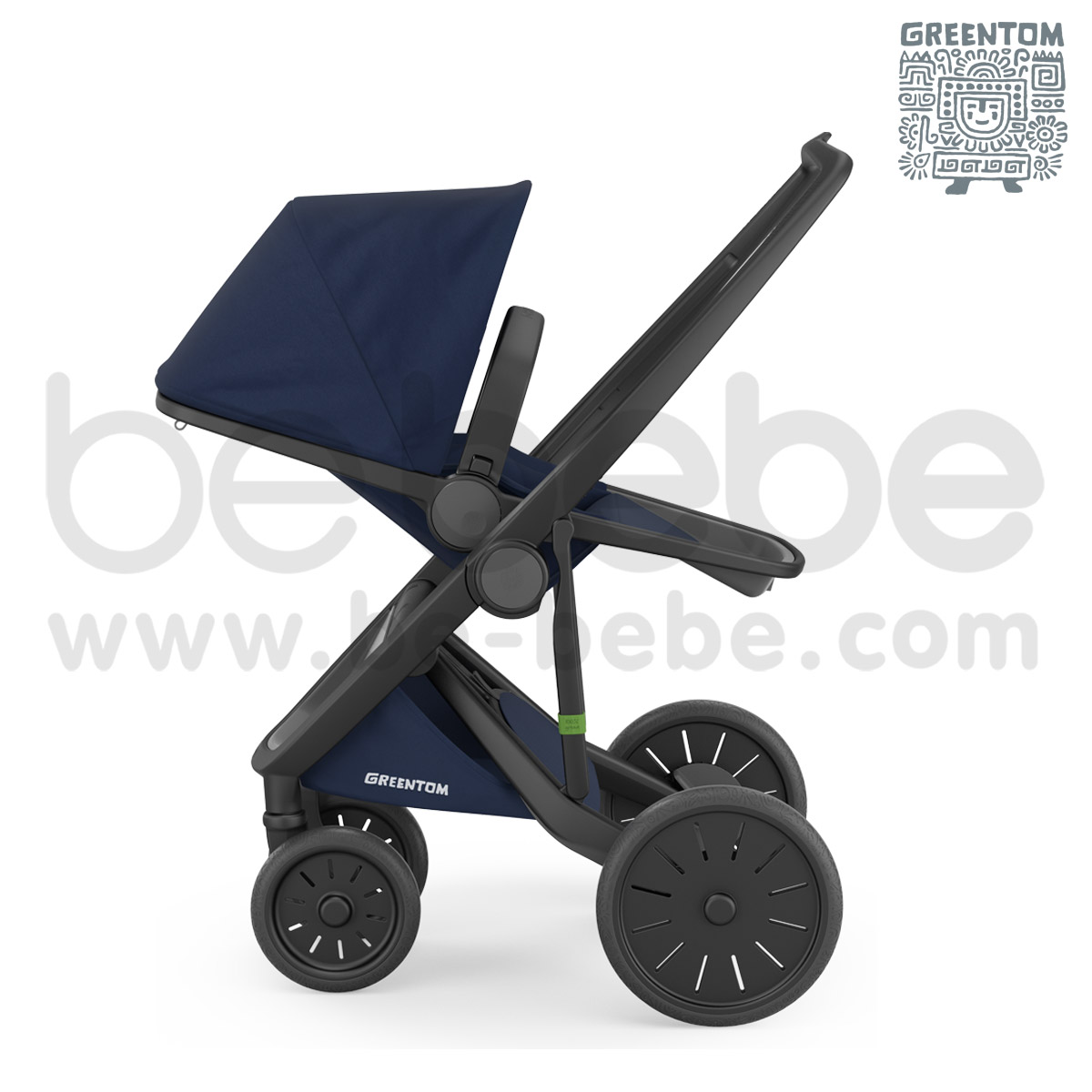 Greentom : Revesible Balck Frame Stroller - Blue 