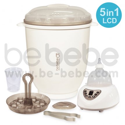 be bebe : 5 in 1 LCD เครื่องนึ่งขวดนม พร้อมอบแห้ง, อุ่นนมและอาหาร/BEBE-007-903