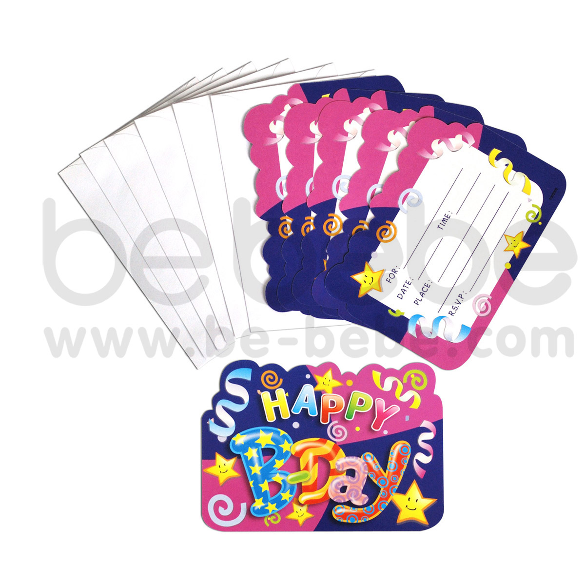 PARTY BUG : Invitation card 10x14 cm., 1 Pack