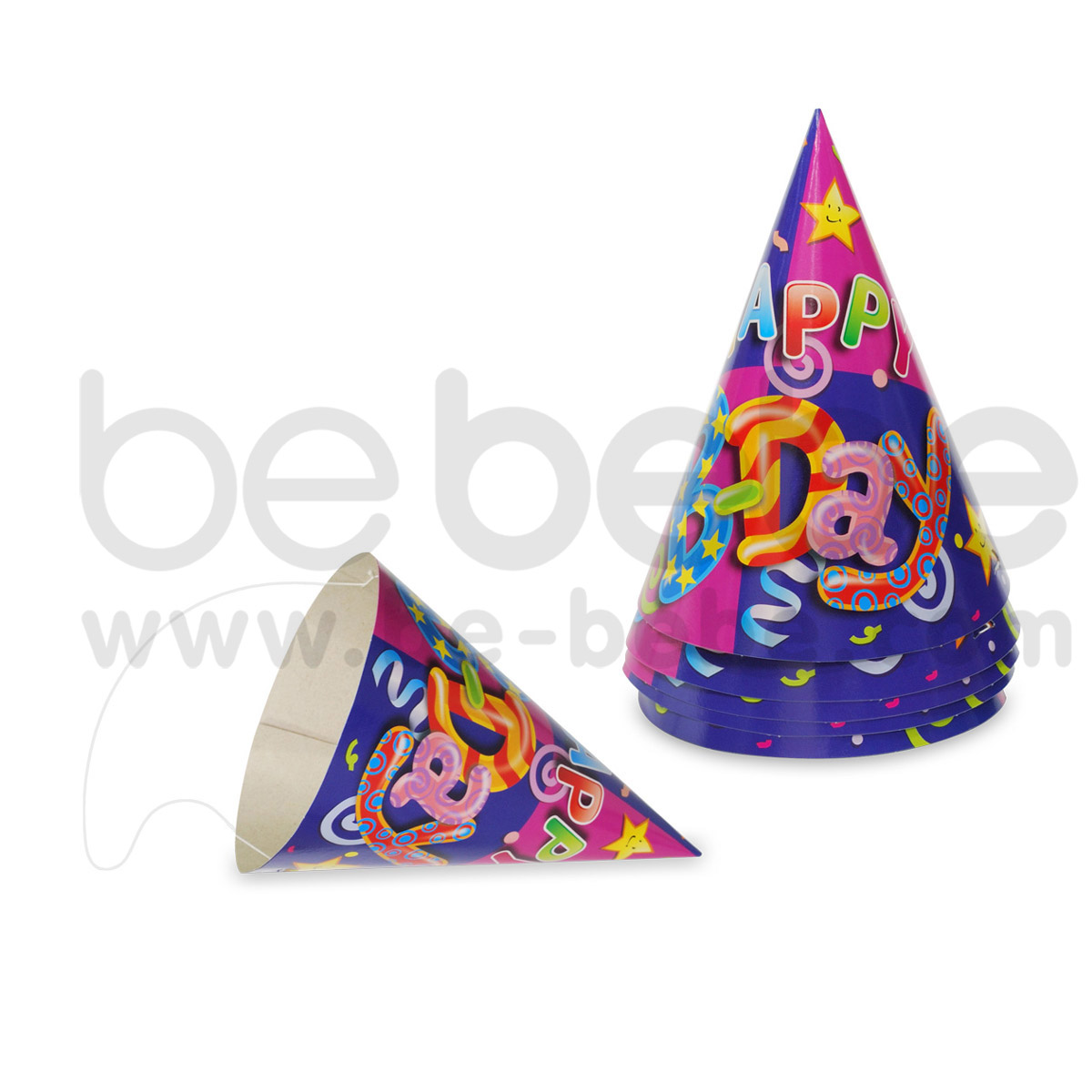 PARTY BUG : Cone hat 6 inch., 6 Packs