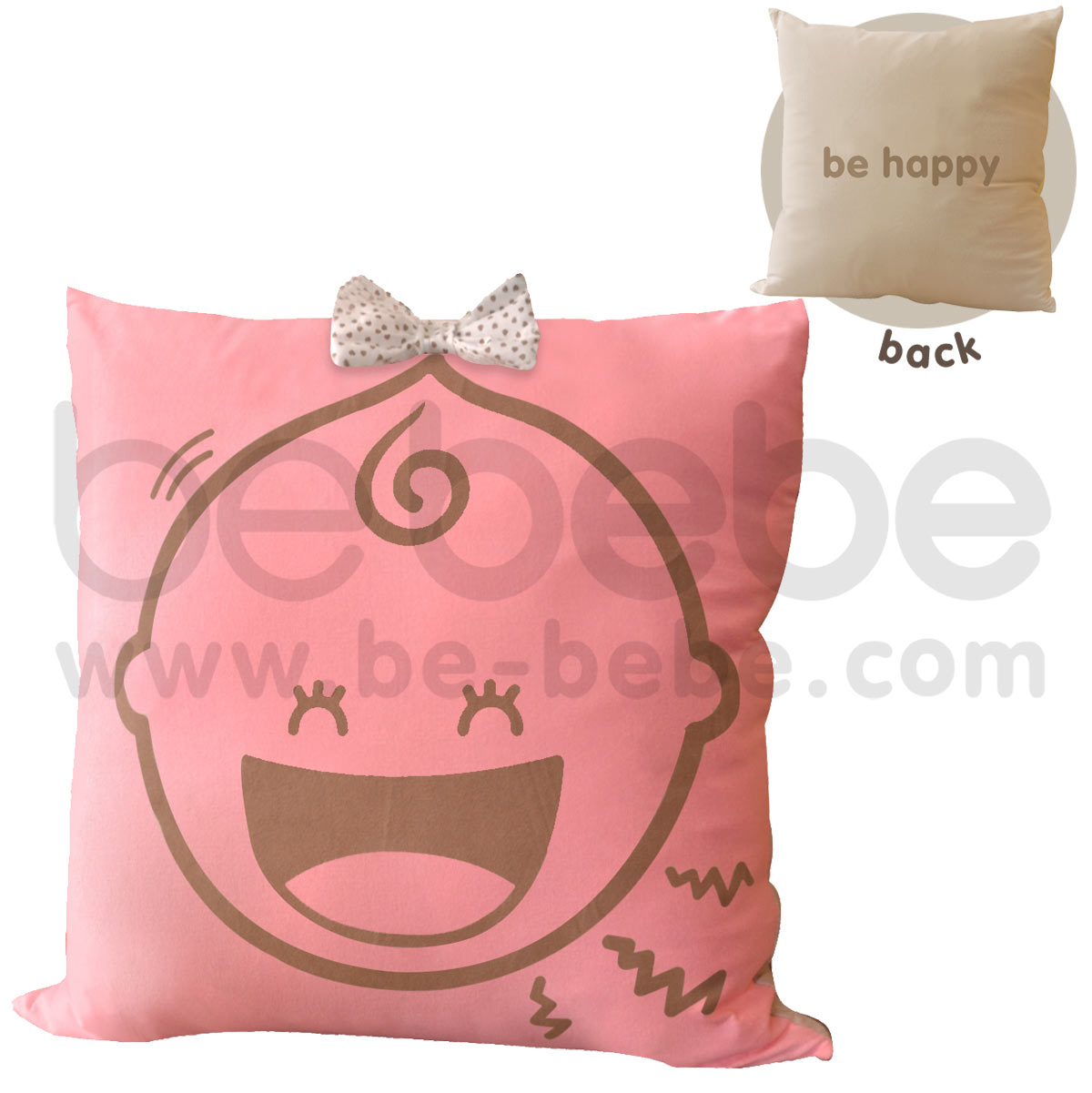 bebebe : Pillow-be happy-girl / Light Pink 