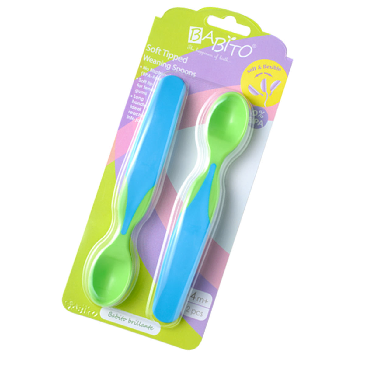 BABITO : Soft Tipped Weaning Spoon, 2Pcs. / Green(LS21P4012) 