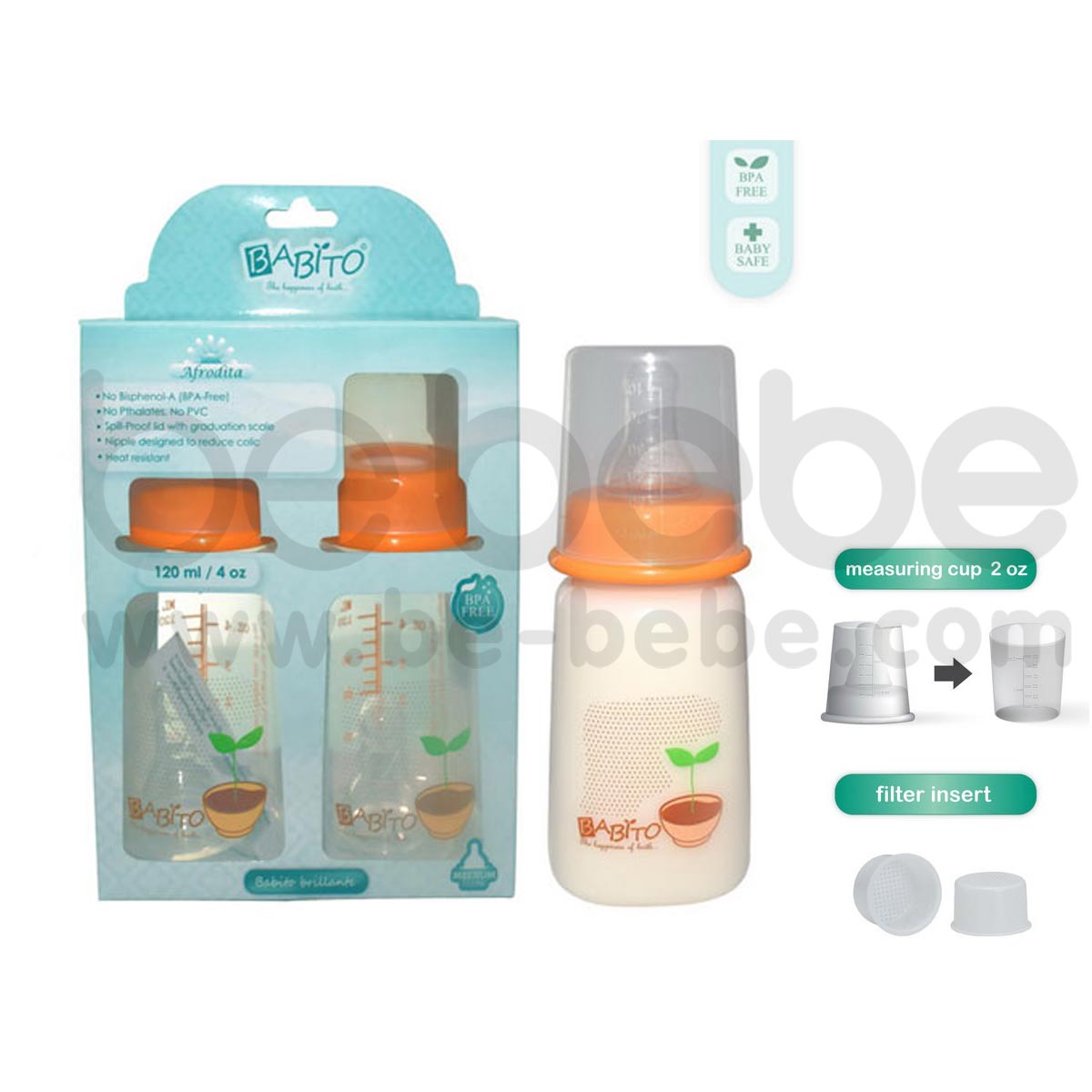 BABITO : 4oz BPA-Free Baby Feeding Bottle, Afrodita-LS31P2329