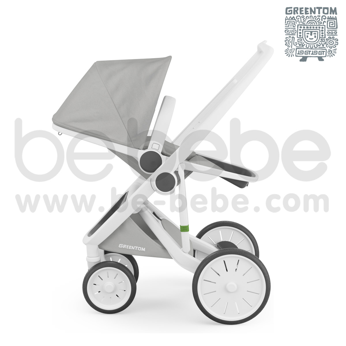 Greentom : Revesible White Frame Stroller - Grey