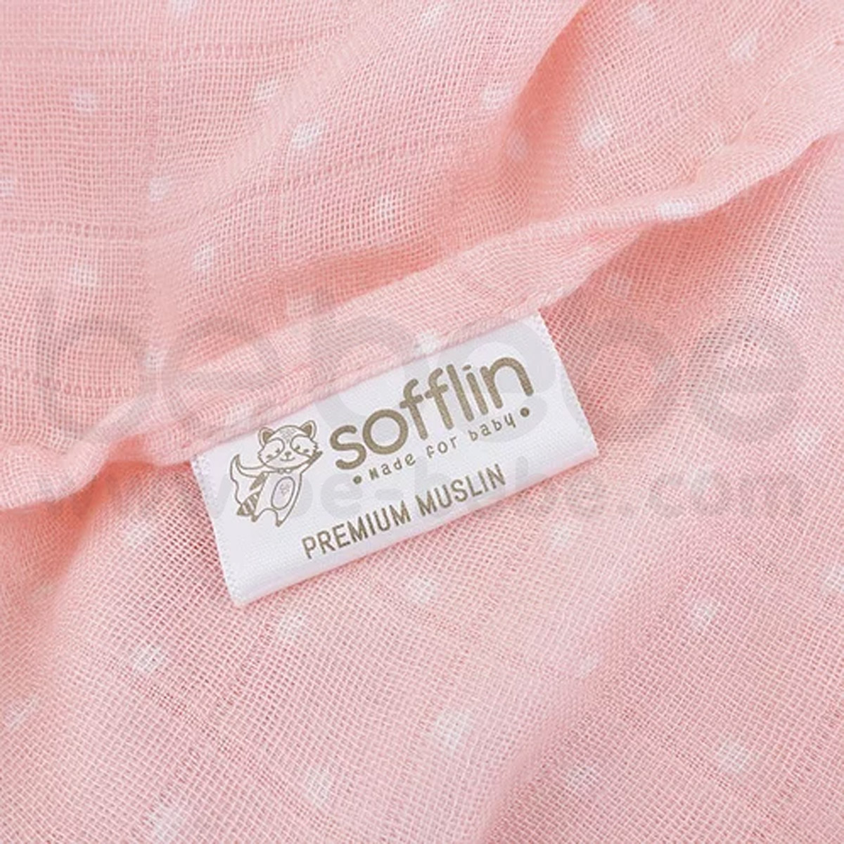 Sofflin : ผ้าอ้อมมัสลินใยไผ่ 47 นิ้ว - Dotty Pink