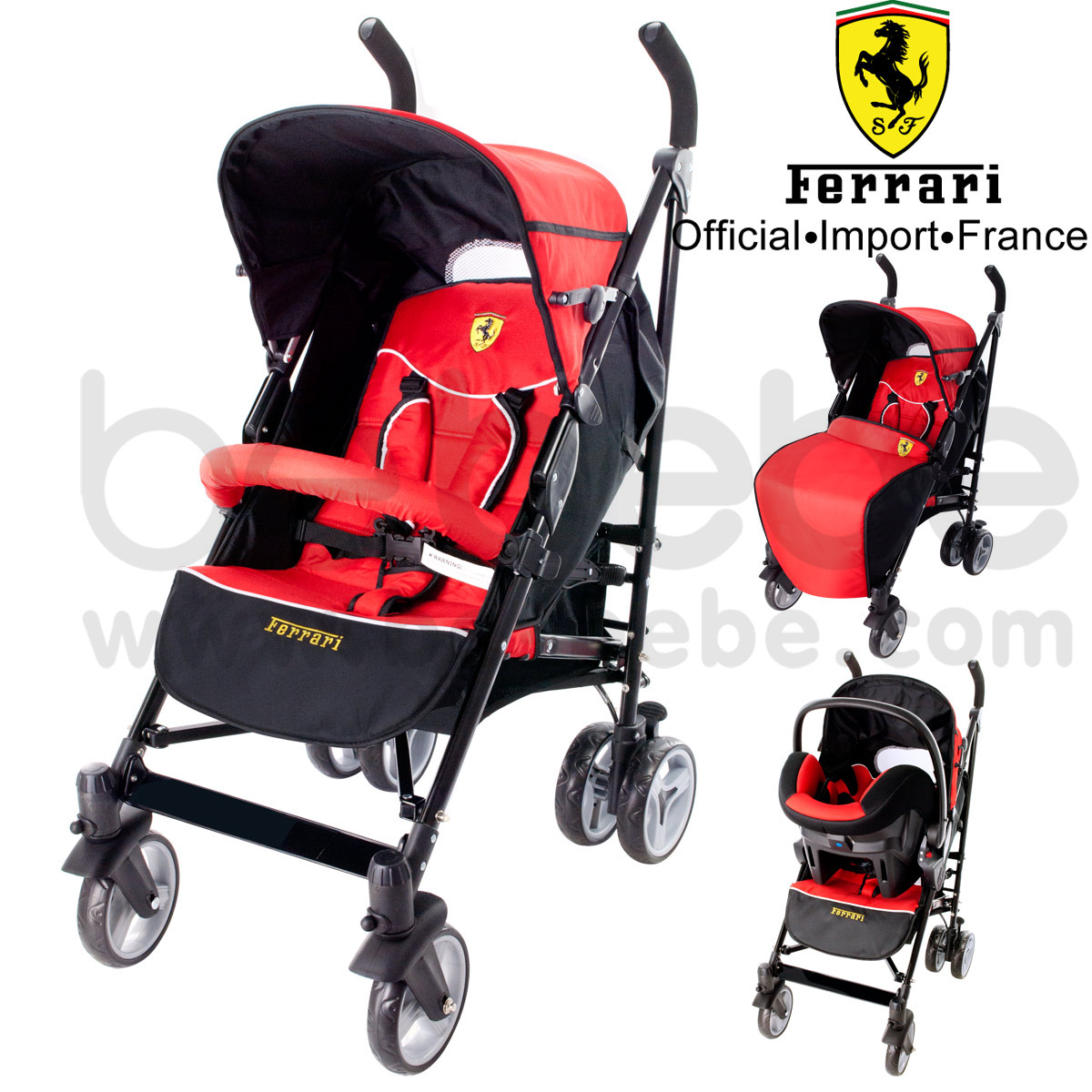  Ferrari : รถเข็นเด็ก P7 Subway+Foot Cover+CarSeat Be One (Red)